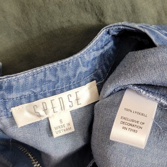 Spense Dress Womens S Blue Chambray Short Sleeve Scoop Neck Knee Length Shift - Picture 10 of 12